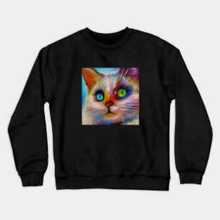 Cat - Multi-Colored Eyes - Heterochromia Iridium Crewneck Sweatshirt